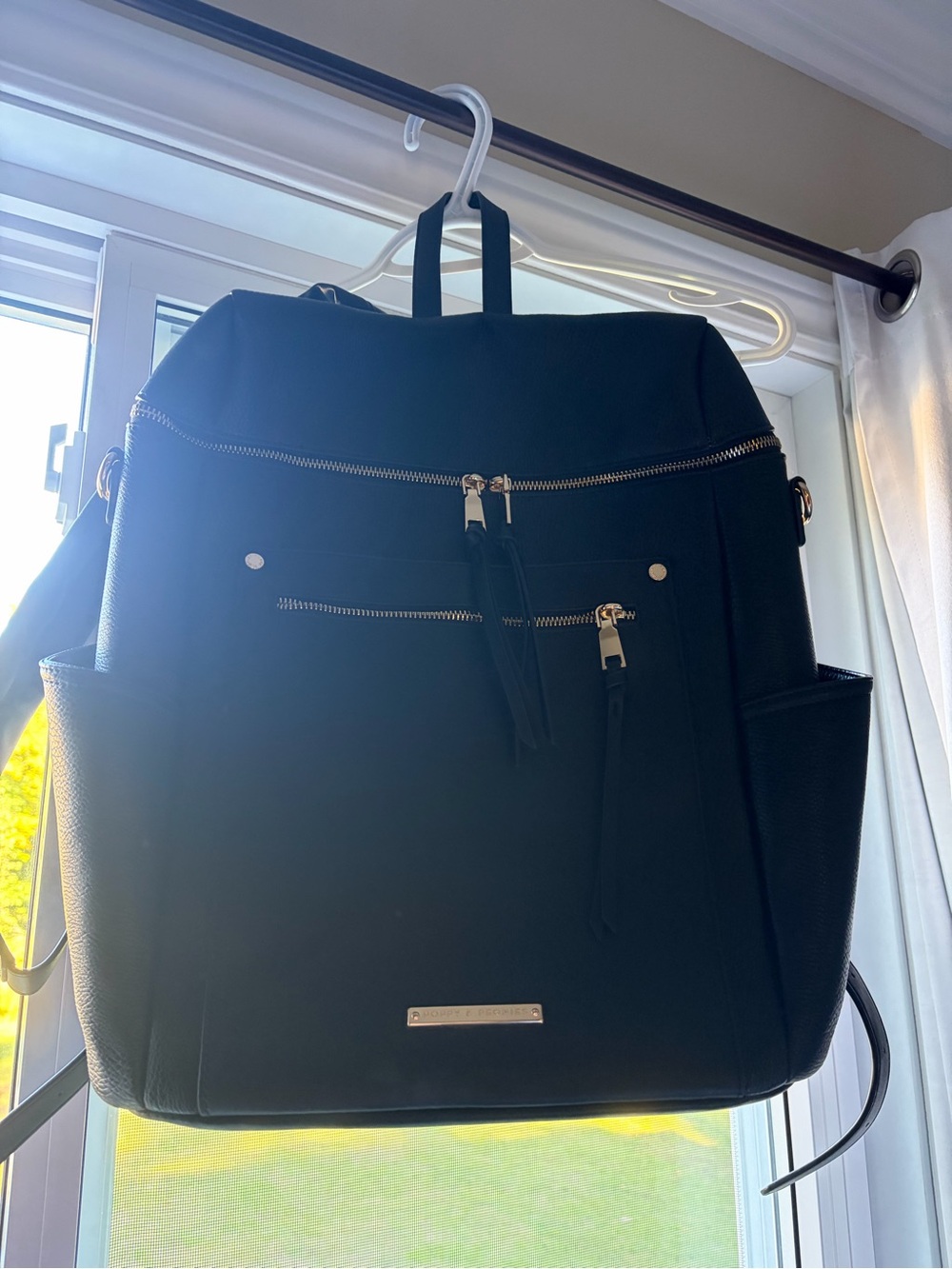 Poppy & Peonies Black Structured Backpack Tote